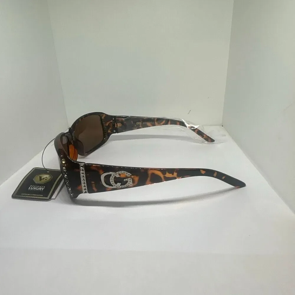 VG Tortoise Designer Luxury Sunglasses Rhinestone Accent UV400 Protection